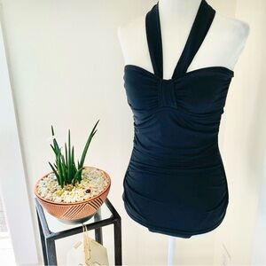 Jantzen Classics Black Halter Top One Piece Suit (size 8)